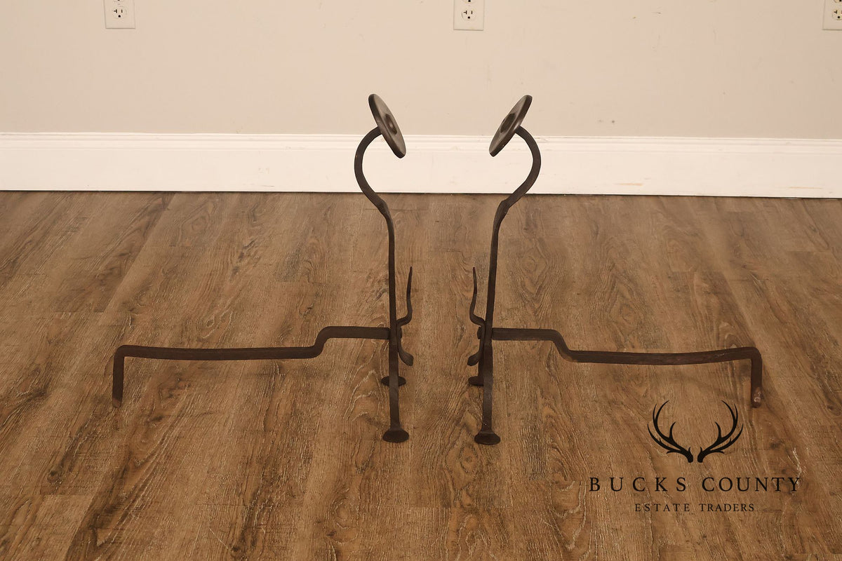 Antique Pair of Fireplace Andirons