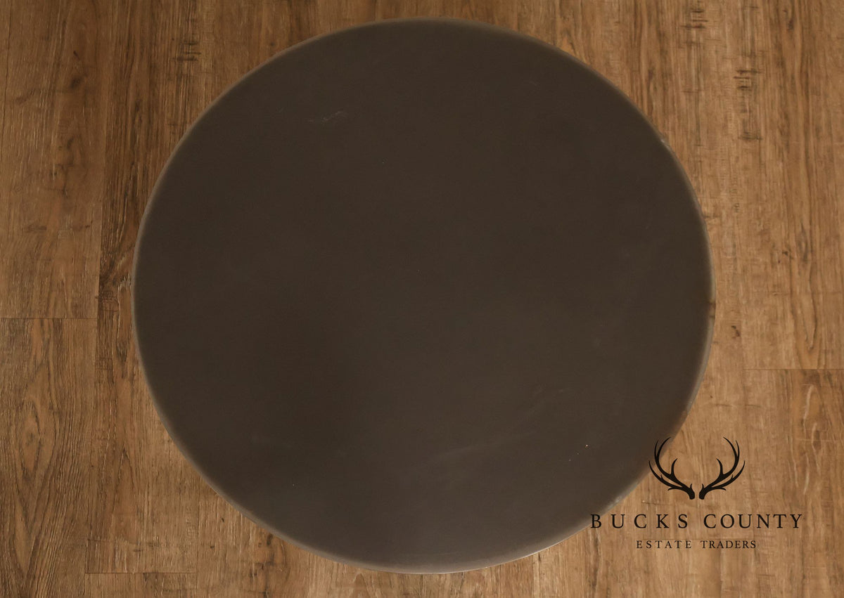 Modern Patinated Steel Round Drum Side Table