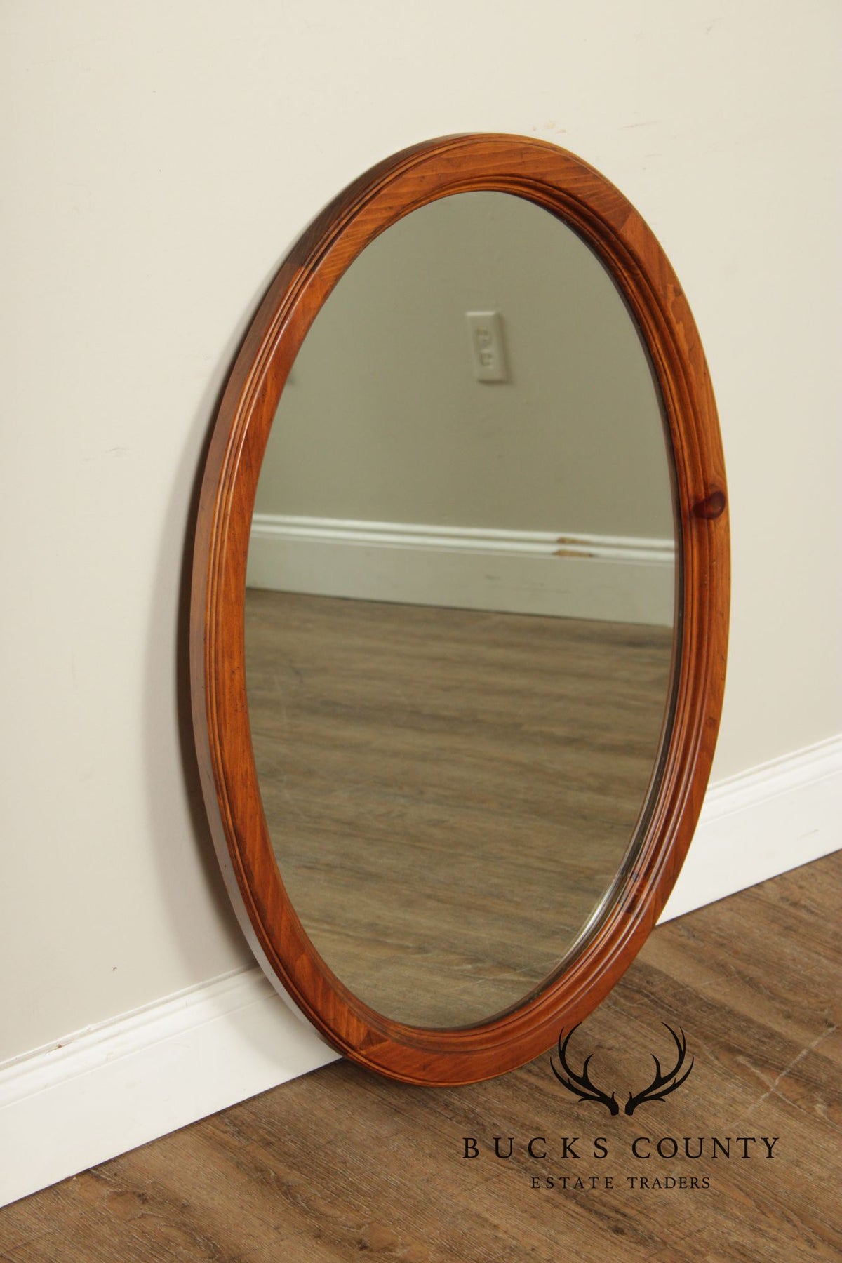 Ethan Allen Vintage Oval Pine Wall Mirror