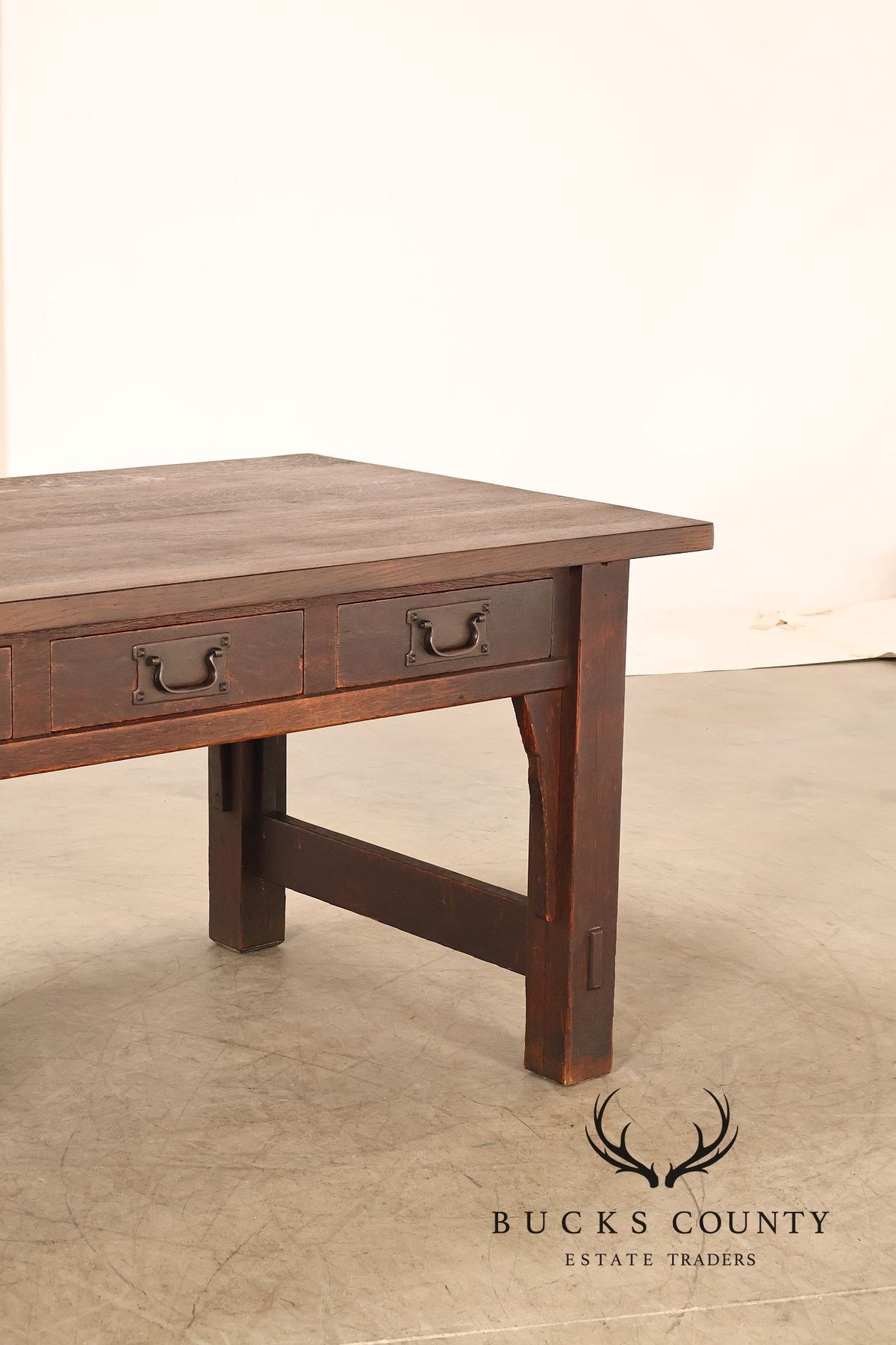 Early Gustav Stickley No. 460 Oak Library Table With Rare  Hardware