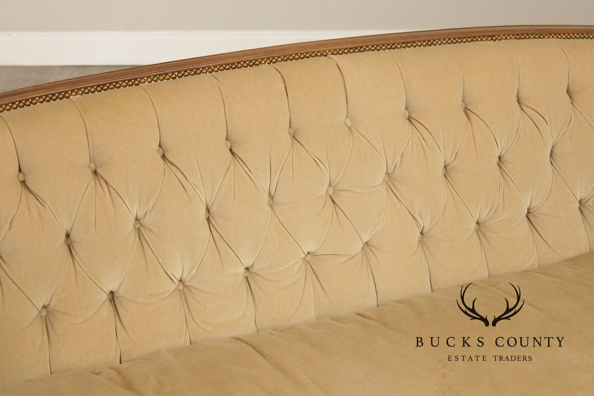 Sheraton Style Vintage Mahogany Tufted Sofa