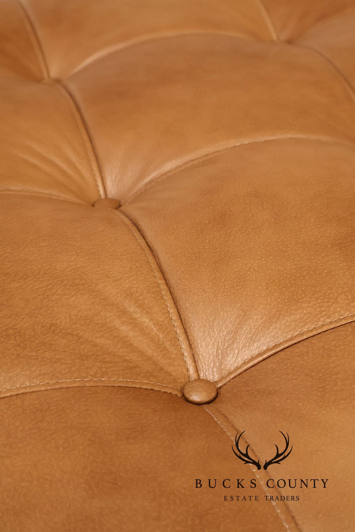 Ethan Allen 'Nassau' Tufted Leather Square Ottoman