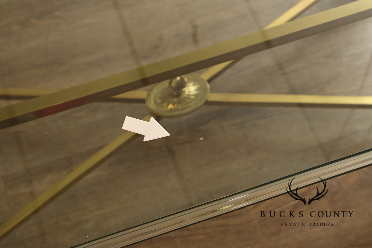 Hollywood Regency Brass & Glass Dining Table