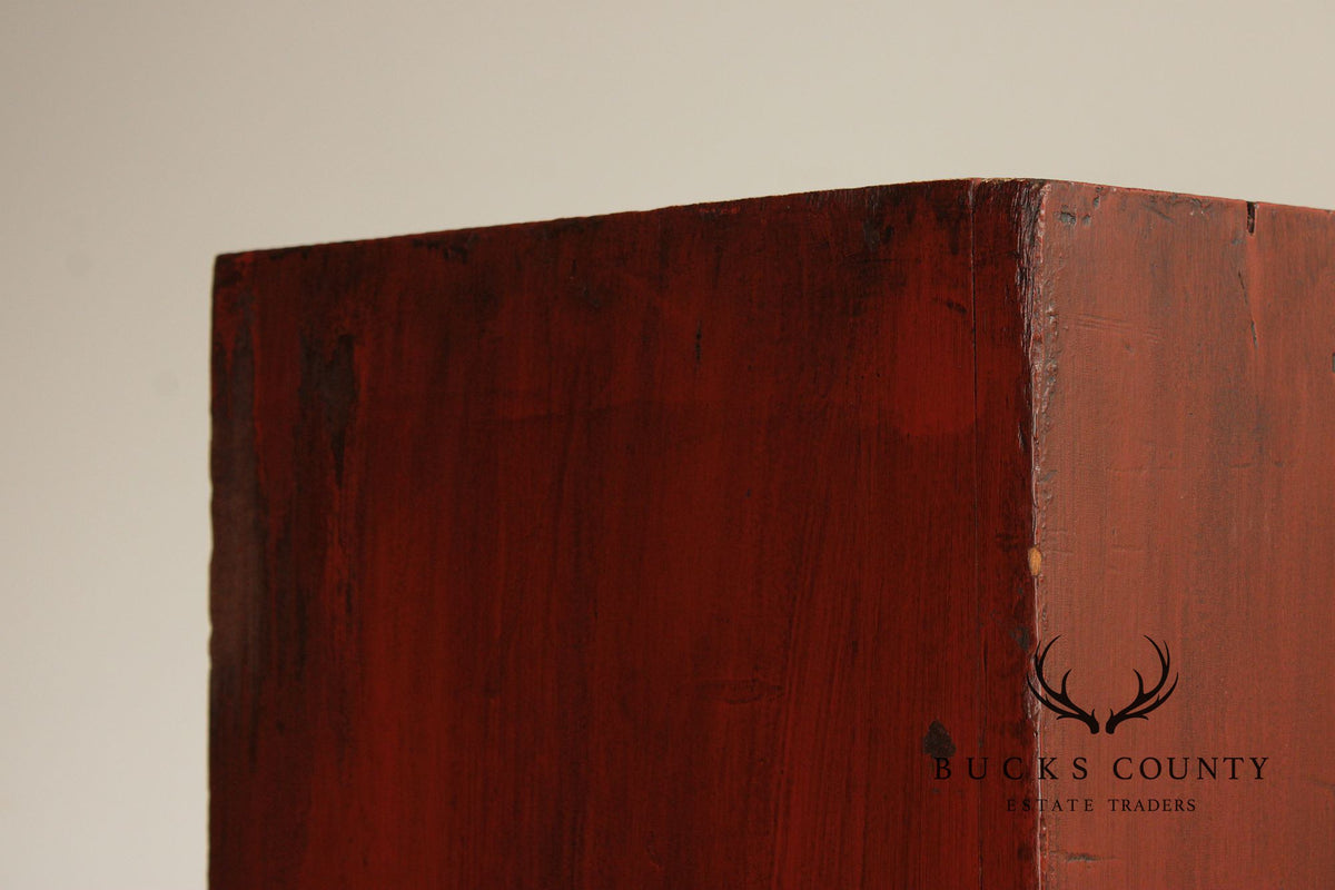 Antique Primitive Red Painted Single Door Cupboard