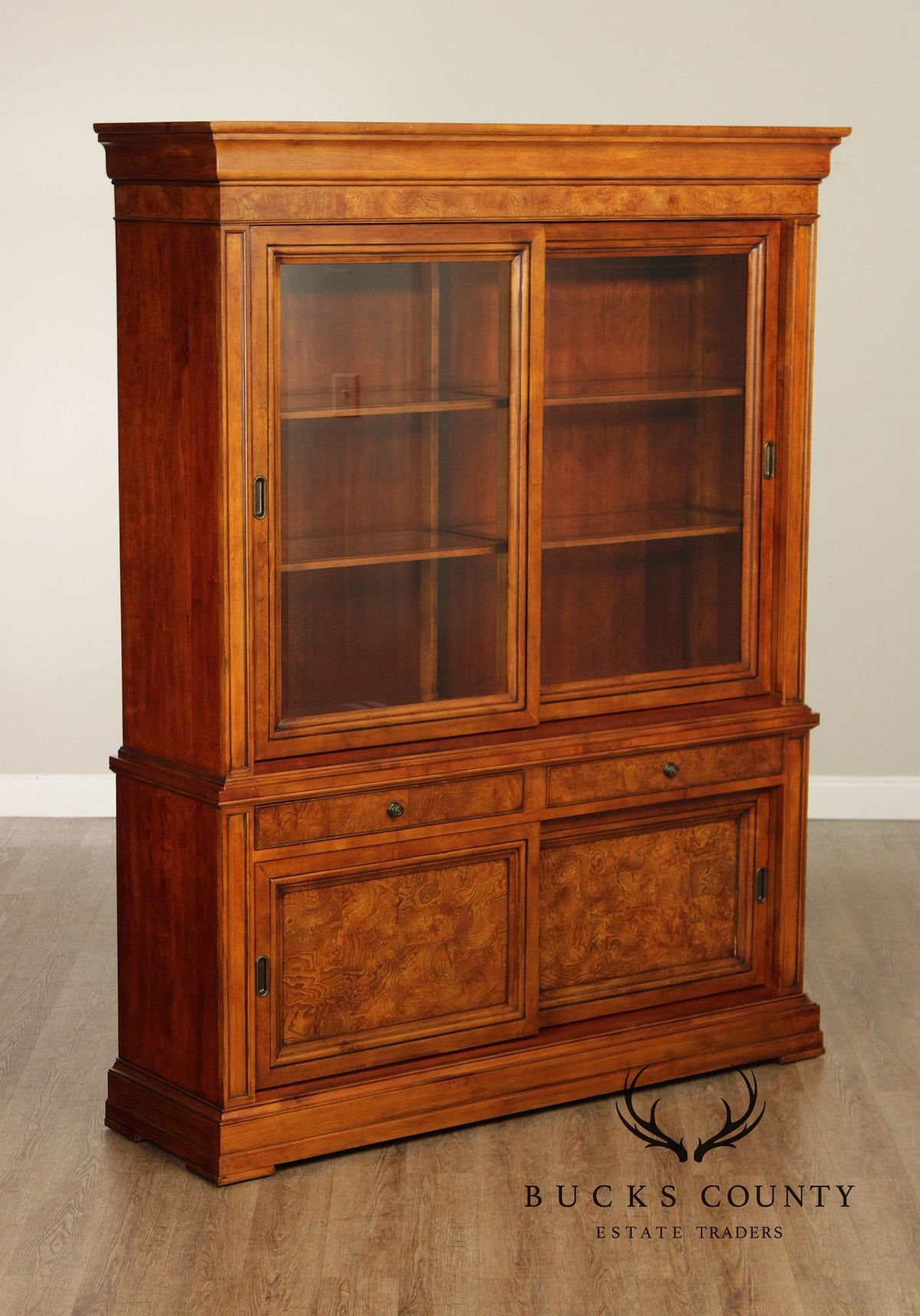 Ethan Allen 'Townhouse' Burlwood Bookcase China Display Cabinet