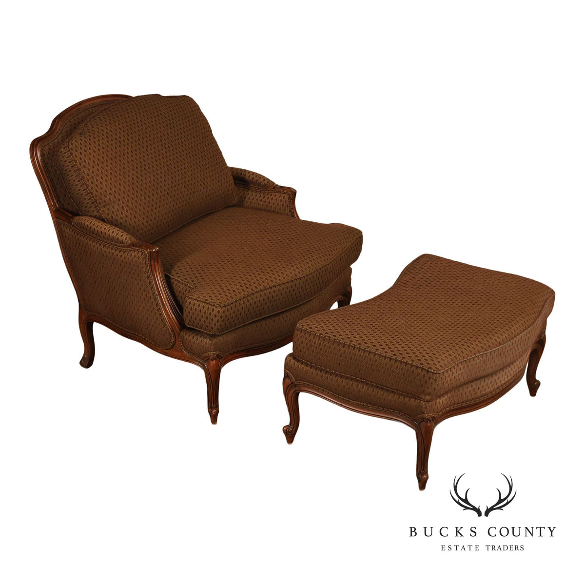 Ethan Allen French Louis XV Style 'Versailles' Armchair and Ottoman