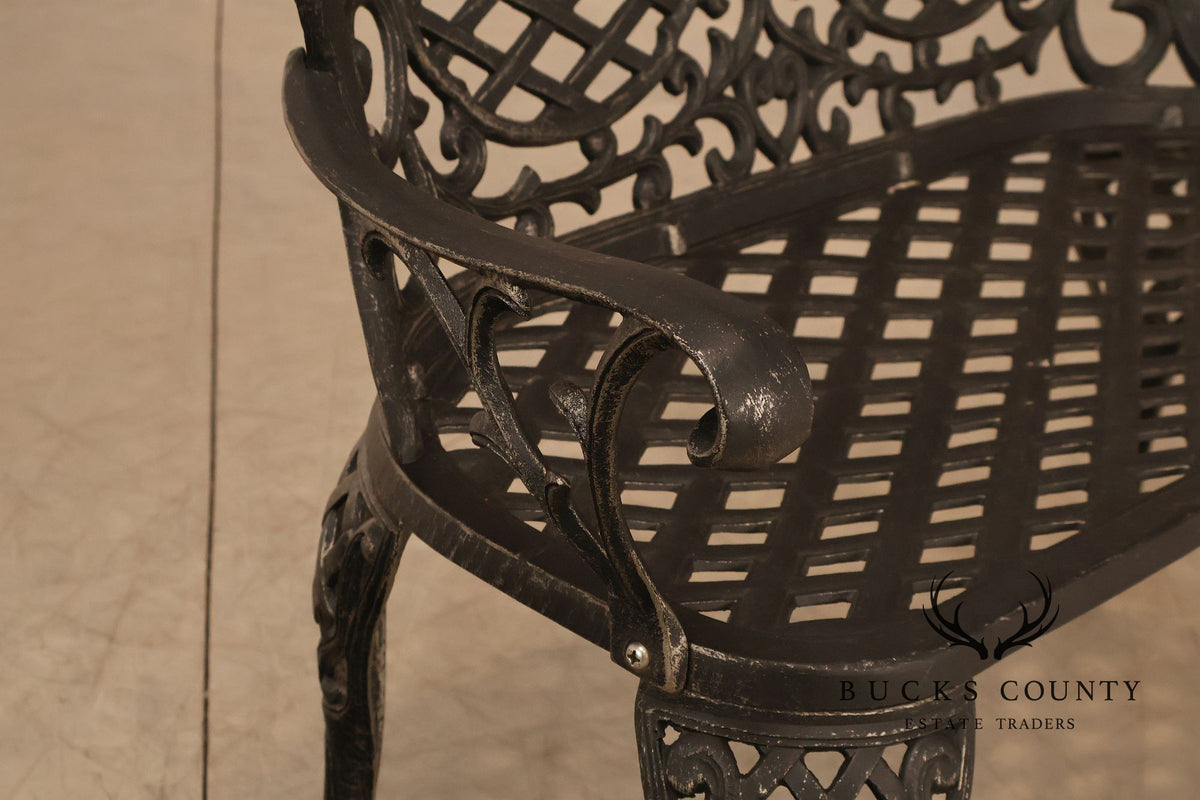 Cast Aluminum Garden Bench With Ornate Lattice Back