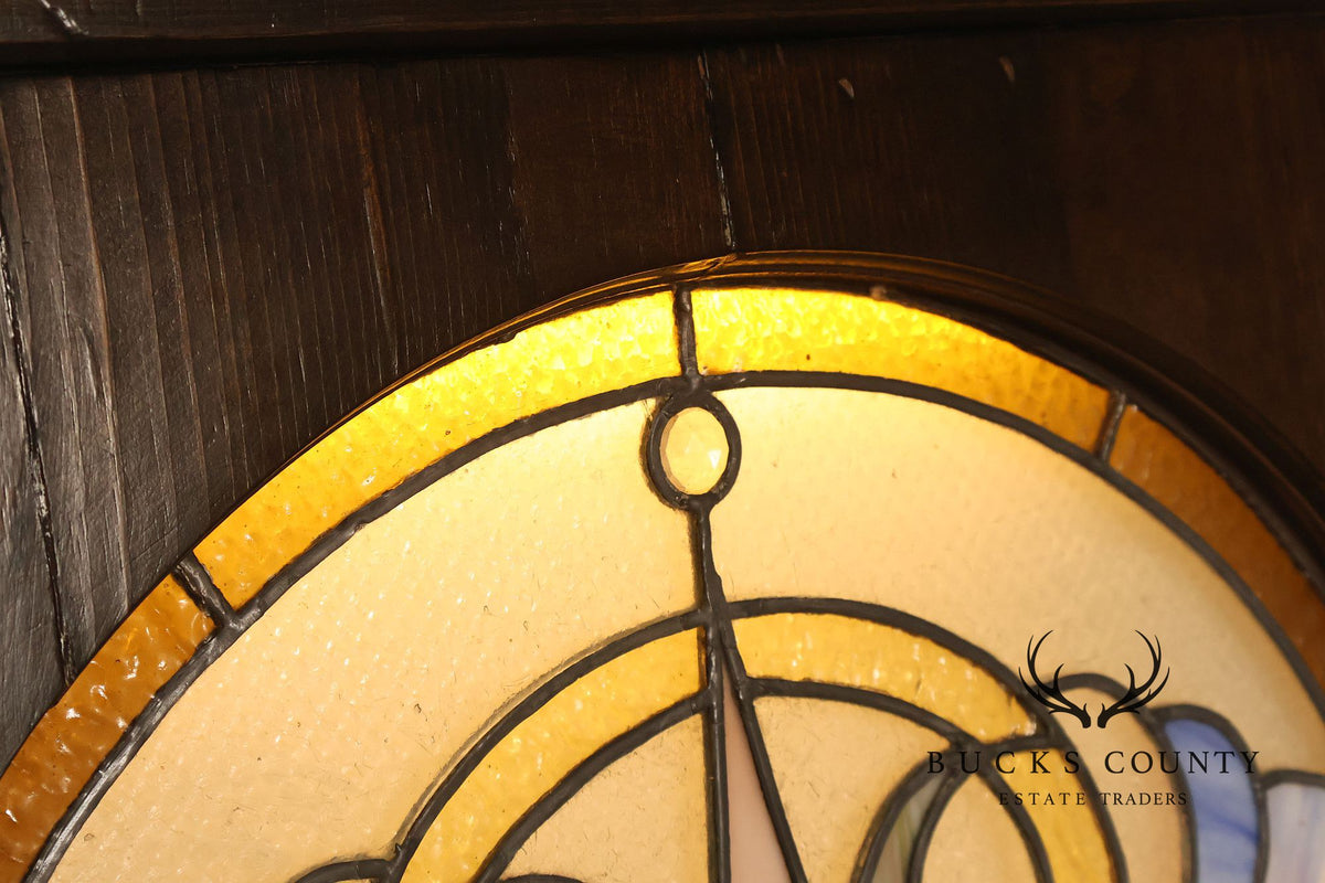 Illuminated Stained Glass Decorative Wall Panel In Wood Frame