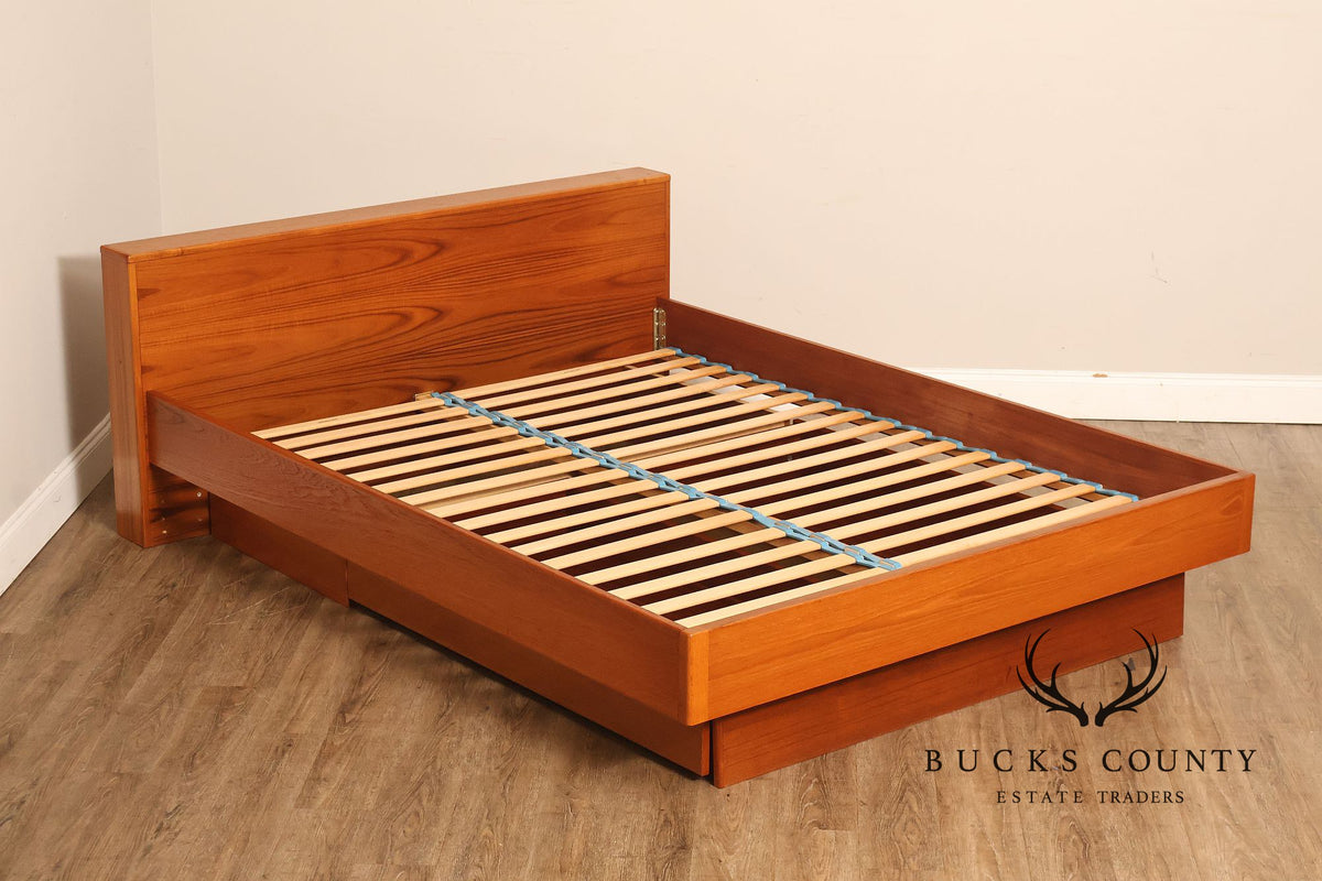 Scan Coll Danish Modern Queen Size Teak Platform Bed