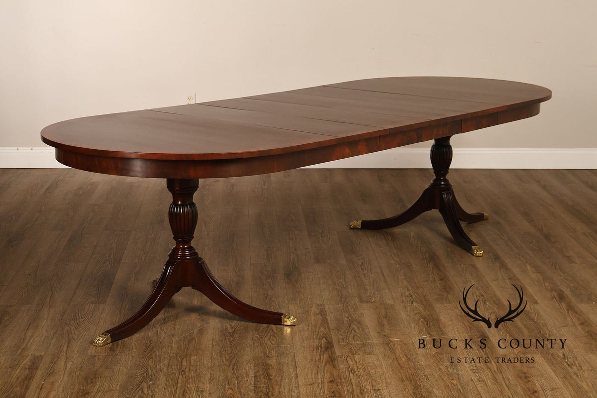 Henkel Harris Regency Style Mahogany Double Pedestal Dining Table