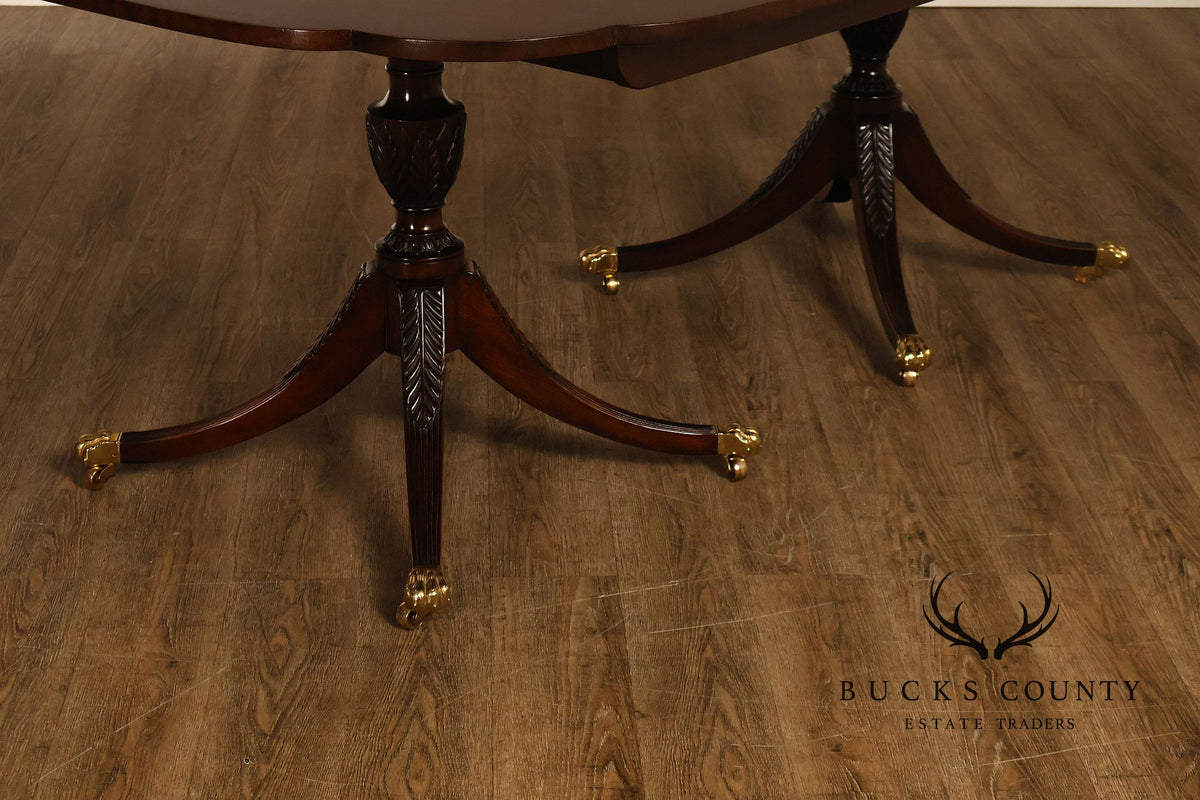 Kindel Georgian Style Double Pedestal Mahogany Dining Table
