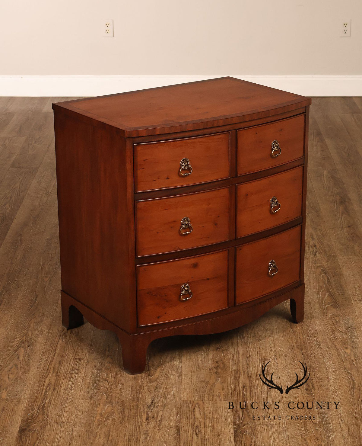 Henkel Harris Mahogany And Yew Wood Bow Front Chest Of Drawers