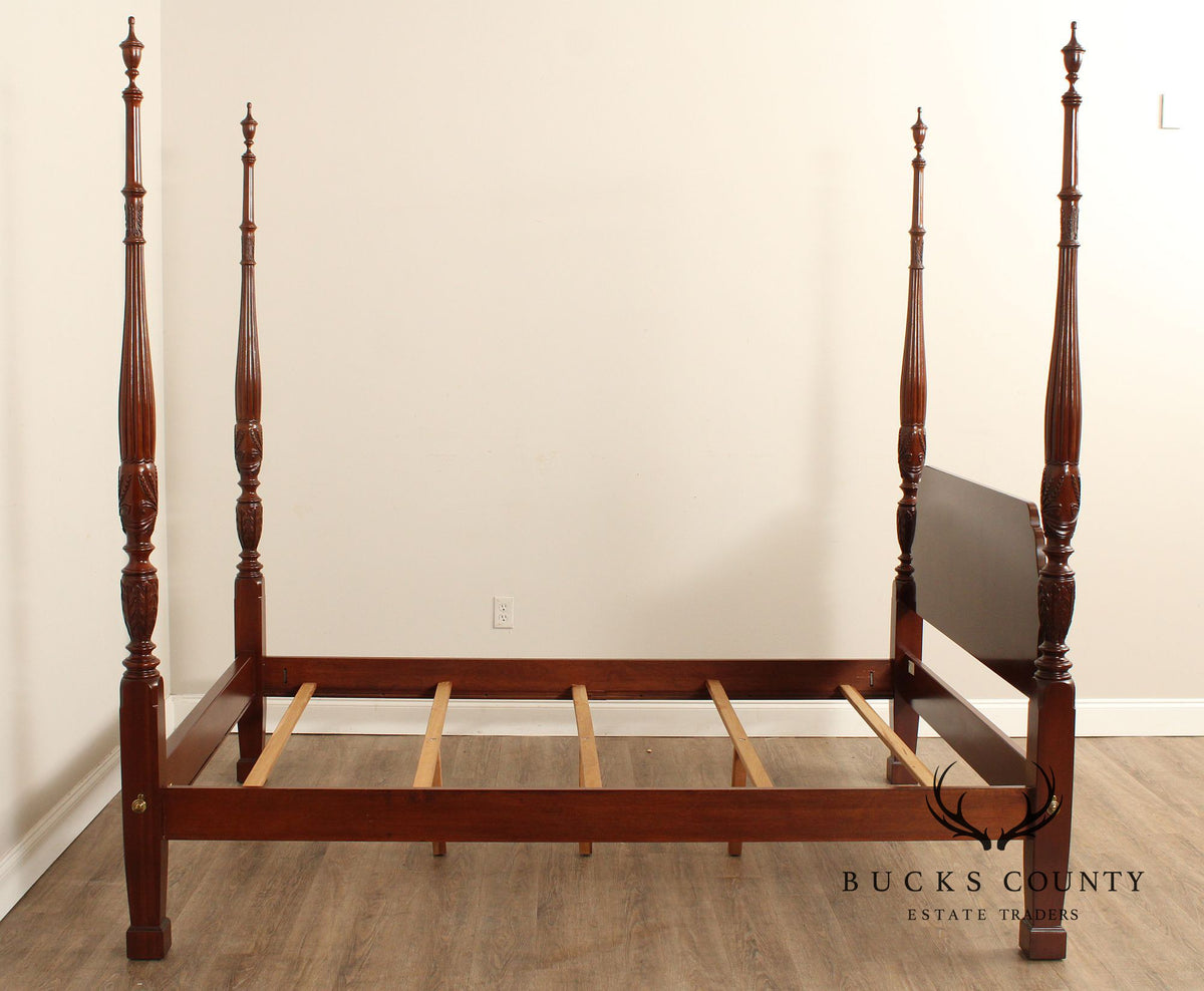 Ethan Allen 'Georgian Court' Cherry Rice Carved Queen  Size Poster Bed