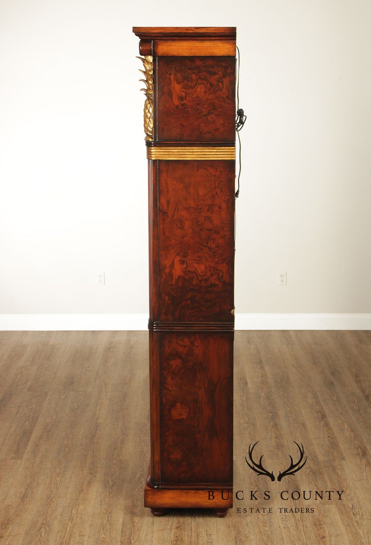 Century Furniture Pair Of Pineapple Carved Lighted Library Bookcases