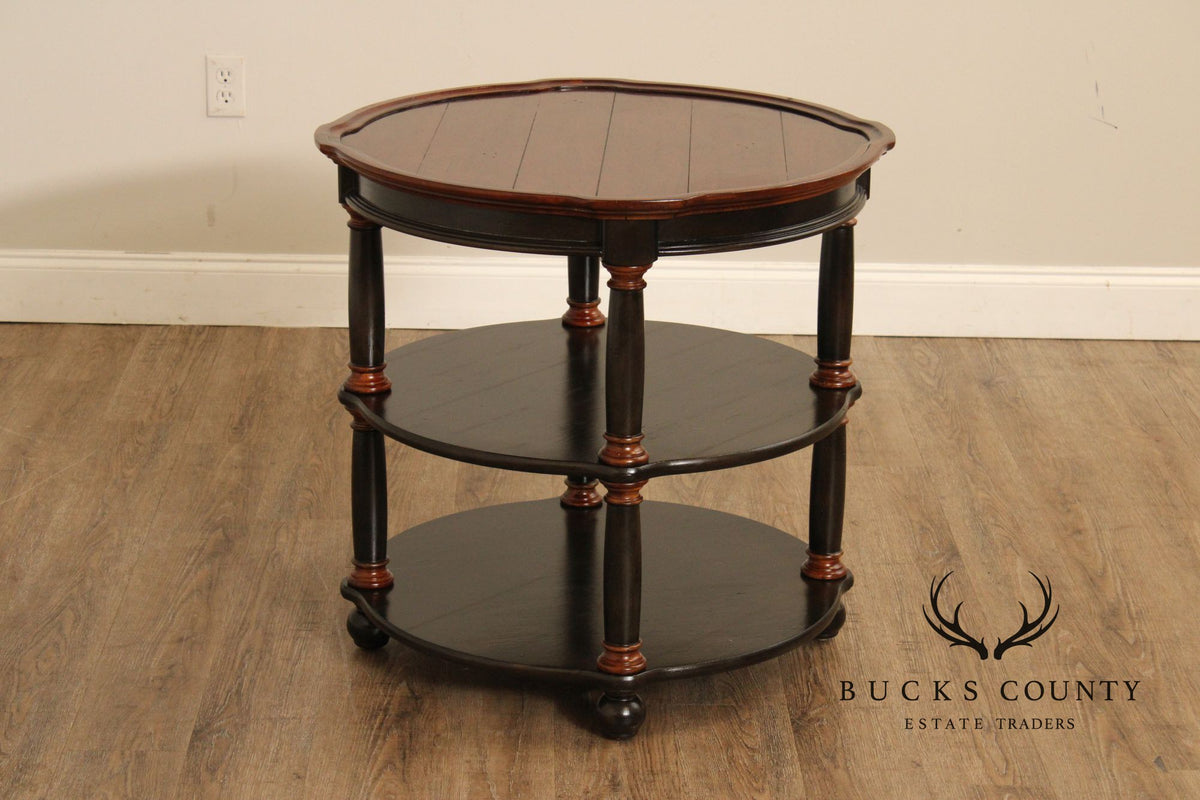 Hekman Round Two-Tone Three-Tier Library Side Table