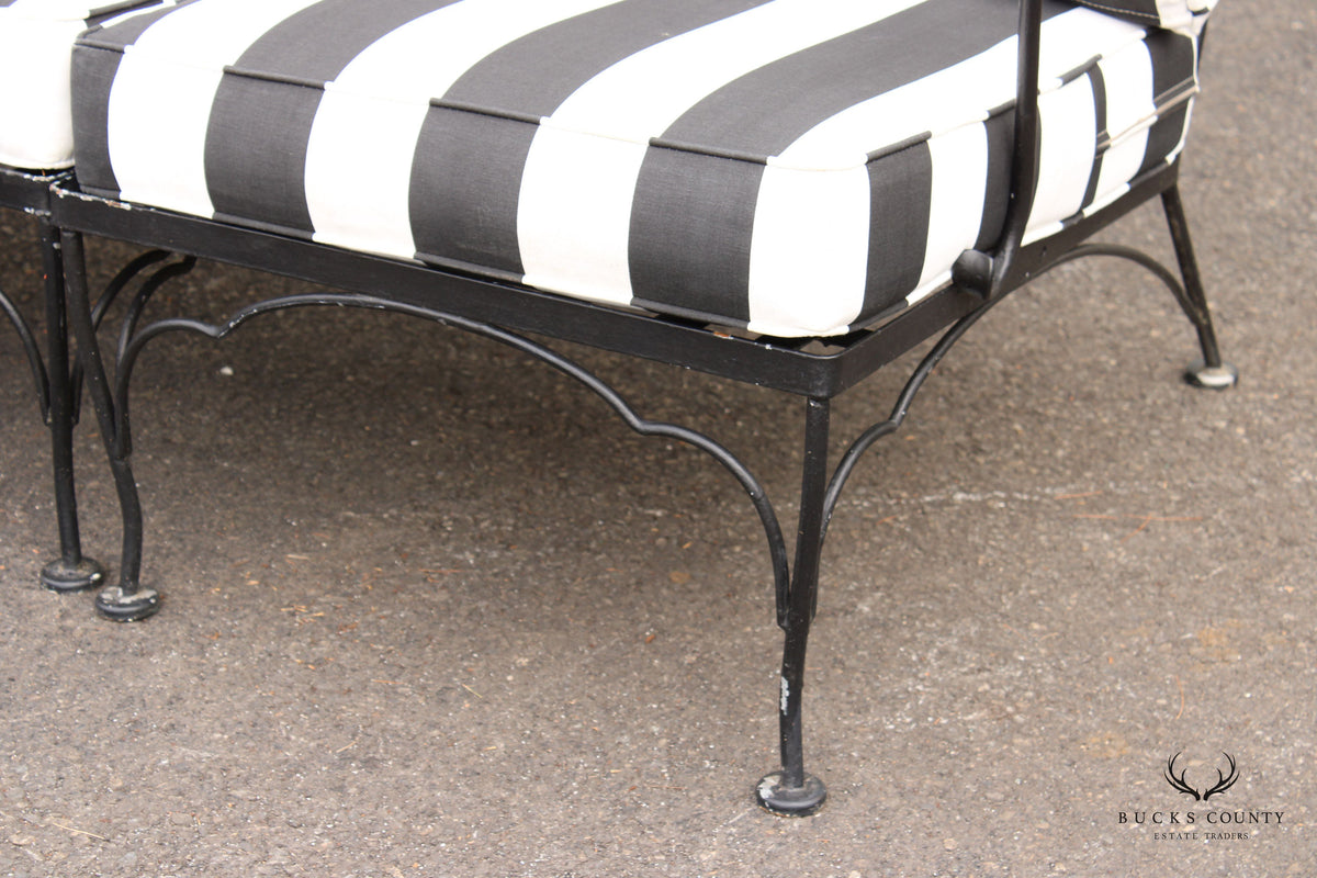 Vintage Wrought Iron Three-Piece Outdoor Garden Sofa