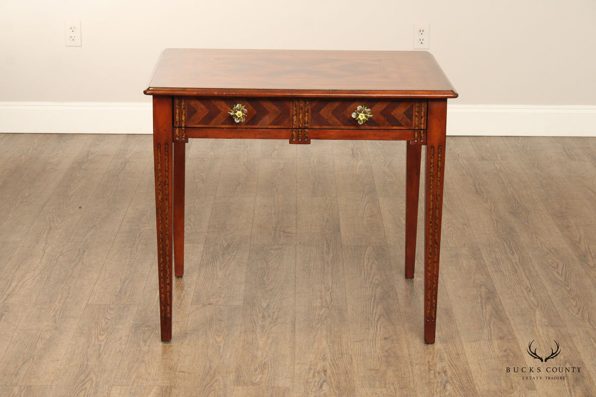 Drexel Heritage 'Celtic' Parquetry Top One Drawer Lamp Table