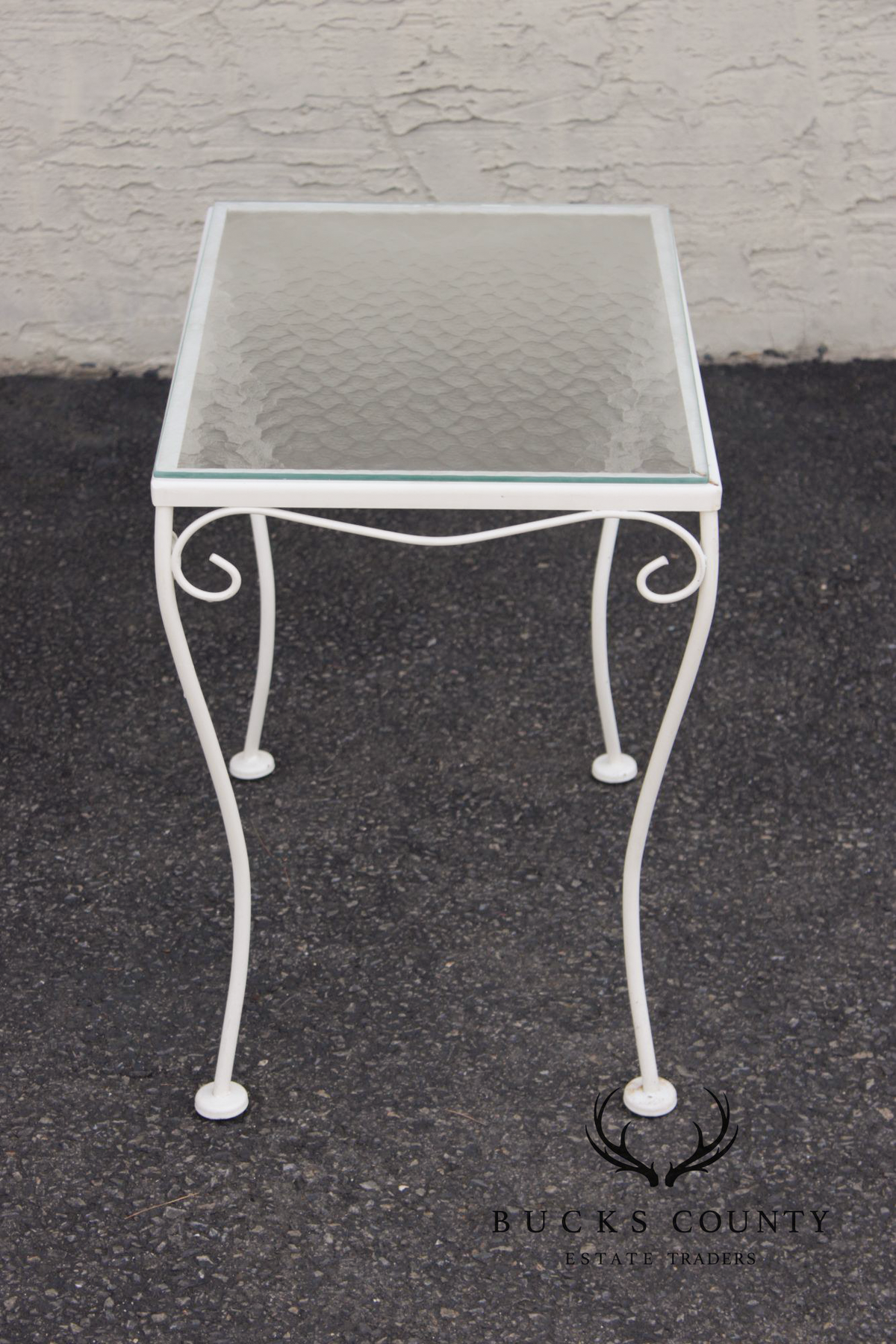 Vintage Wrought Iron And Glass Patio Side Table