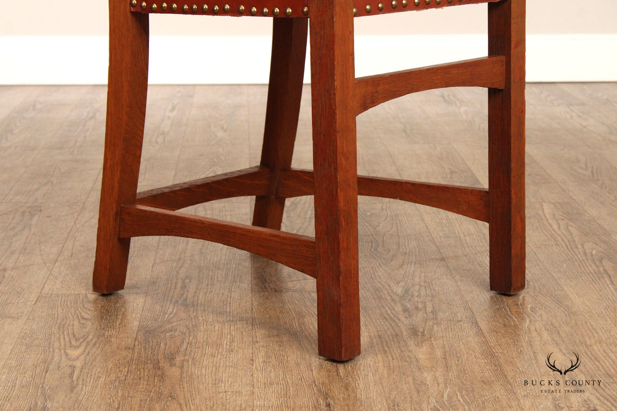 Antique Mission Oak and Leather Side Chair
