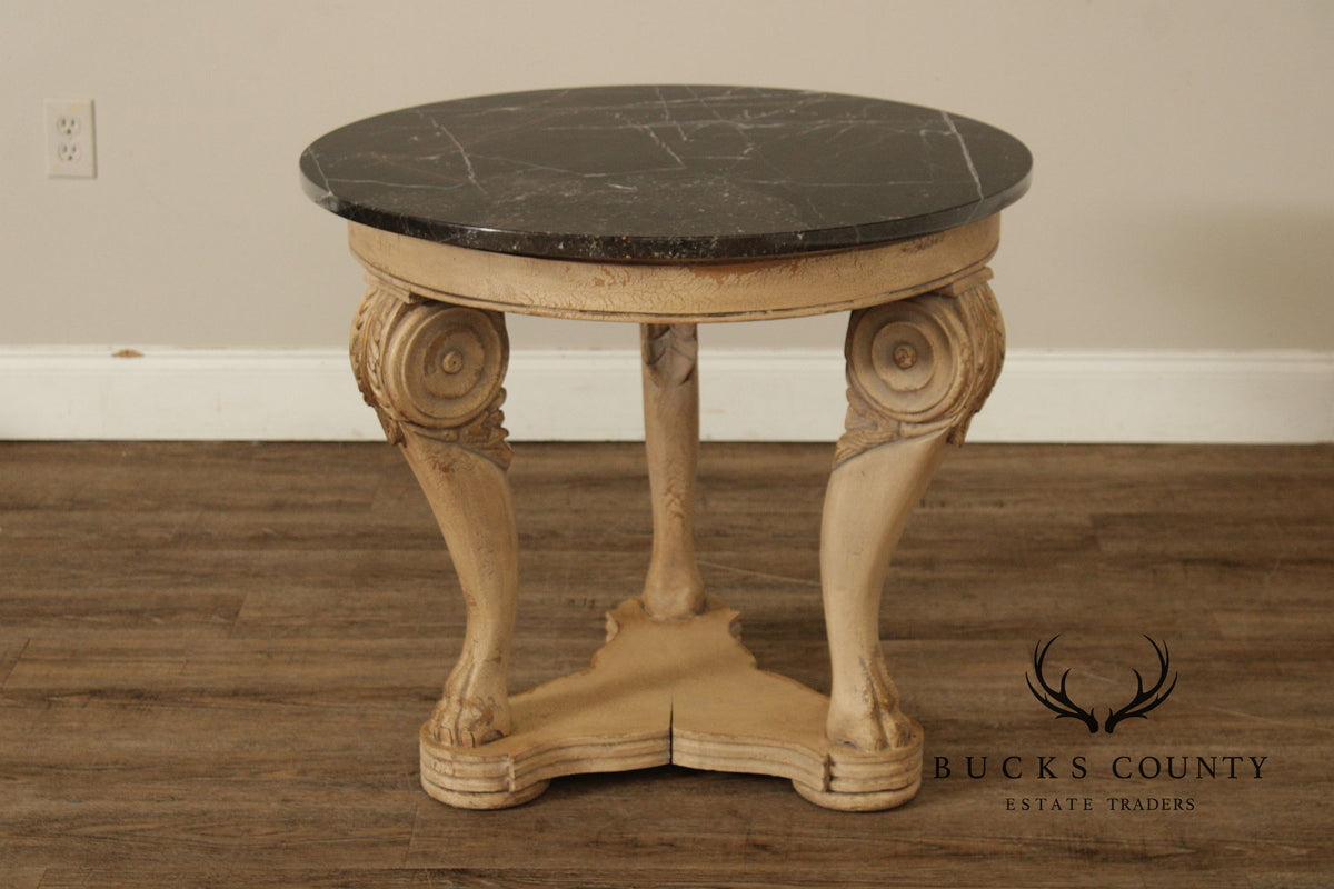 Italian Neoclassical Style Round Marble Top Side Table