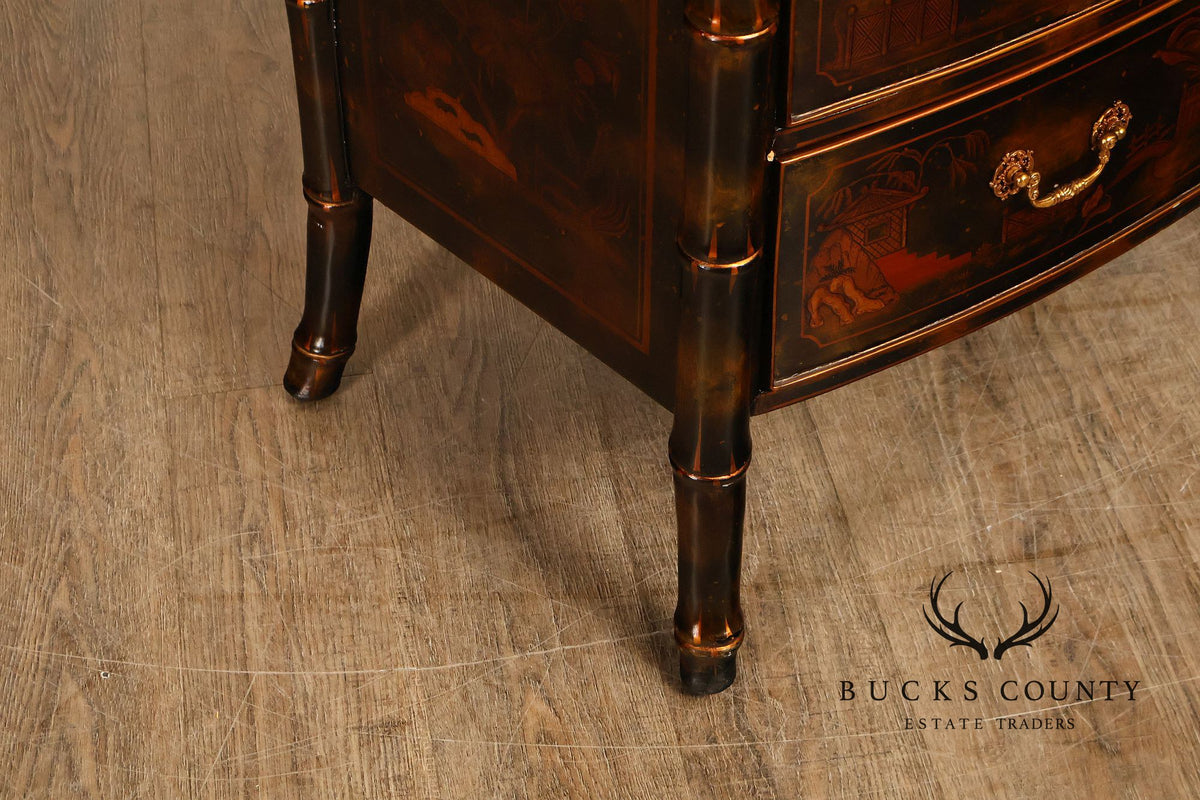 Maitland Smith Chinoiserie Bow Front Chest of Drawers