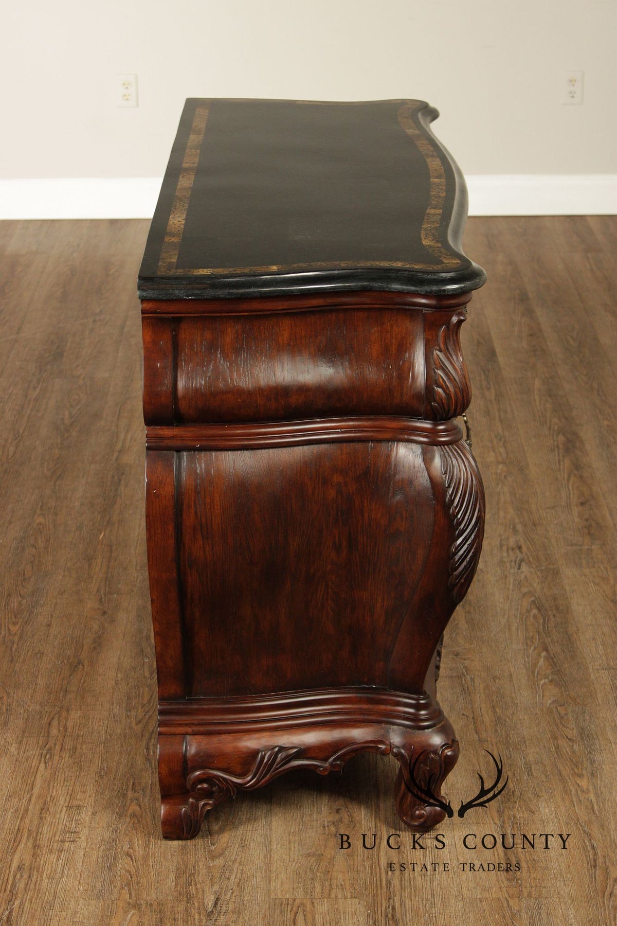 Hooker Furniture 'Seven Seas' Rococo Style Bombe Marble Top Chest of Drawers