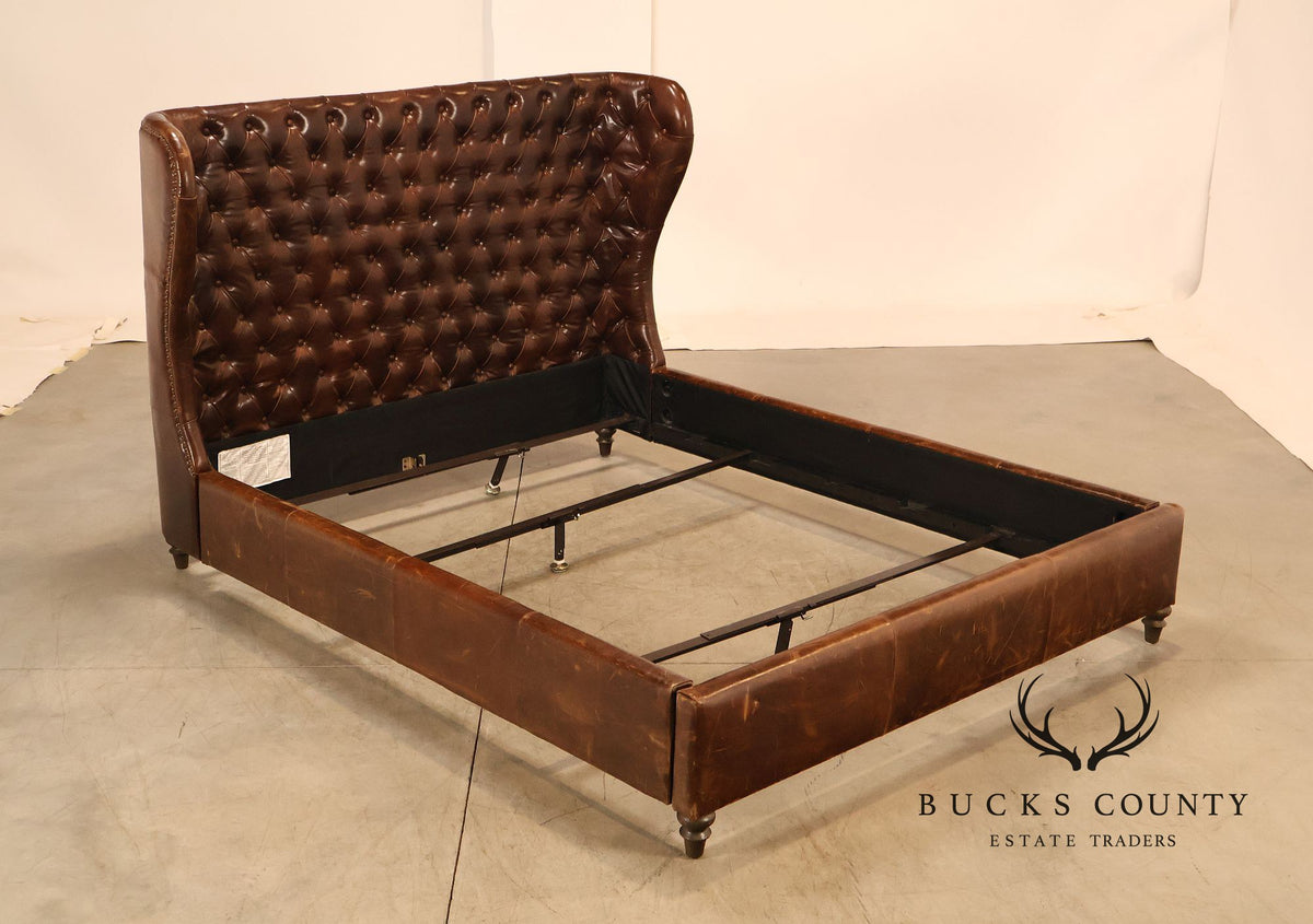 Restoration Hardware 'Churchill' Tufted Leather Queen Bed