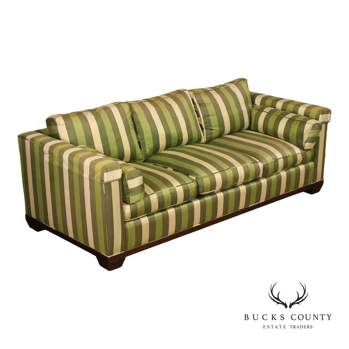 Baker Furniture Barbara Barry Reeded Base Three Cushion Sofa