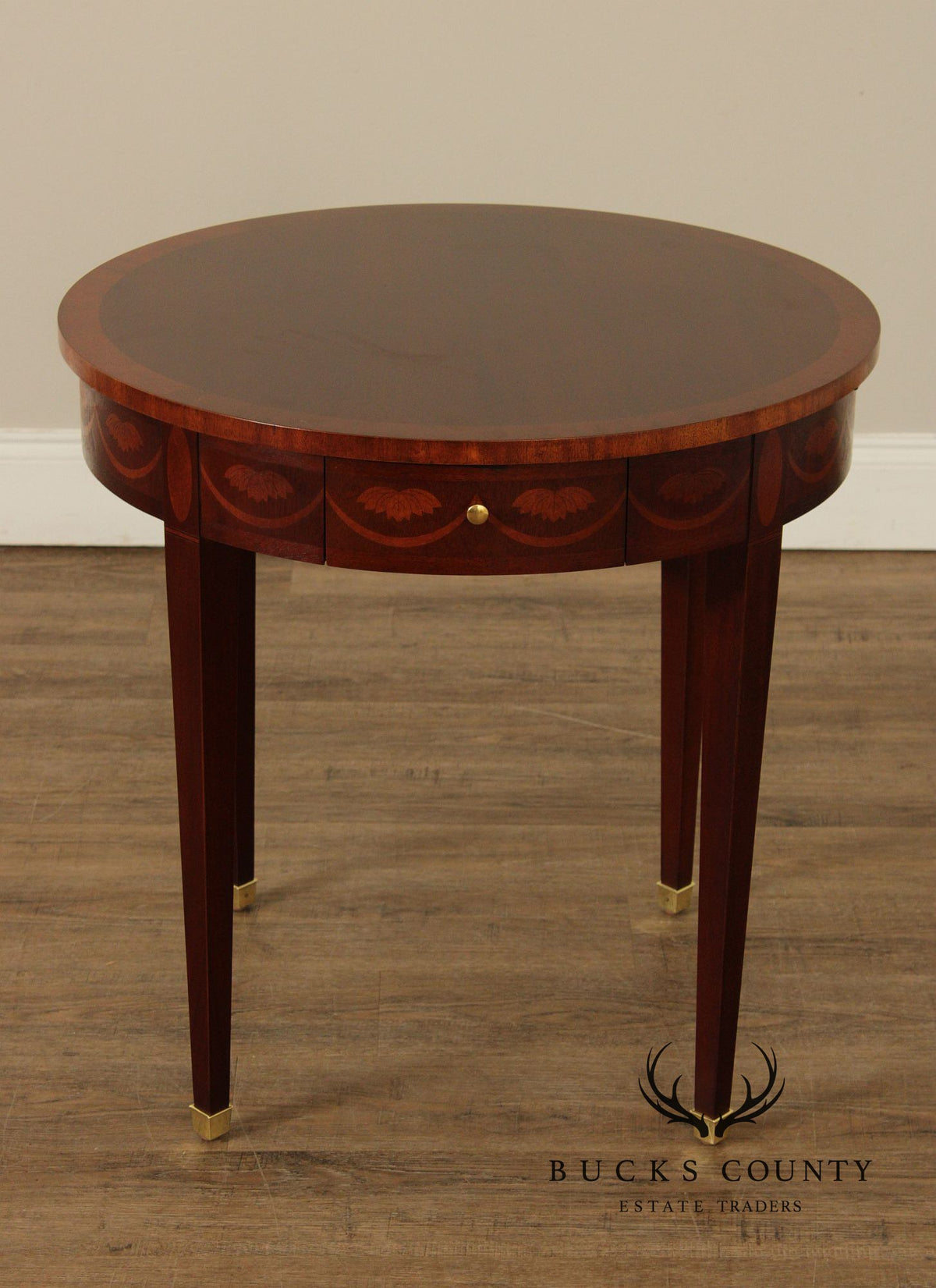 Baker Federal Style Inlaid Mahogany Round occasional Table