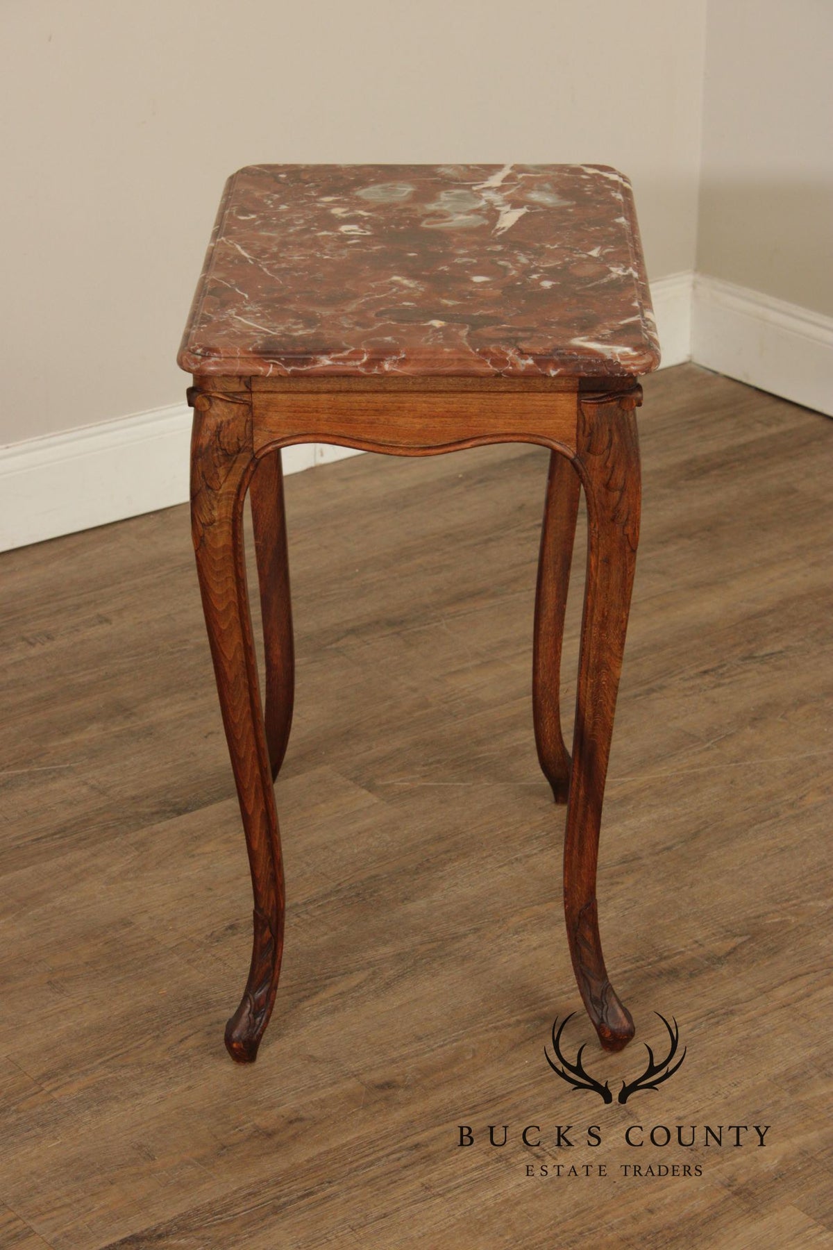 French Louis XV Style Marble Top End Table