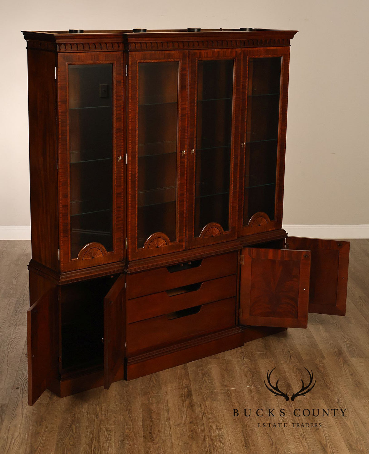 Councill Craftsmen Mahogany Breakfront China Cabinet