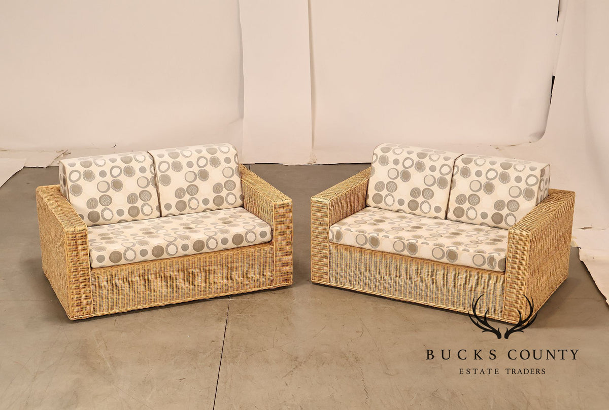 Gunther Lamber Pair of Wicker Loveseats