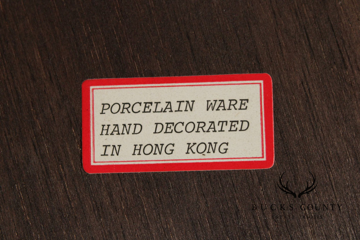 Vintage Chinese Pair of Hand Painted Porcelain Plaques
