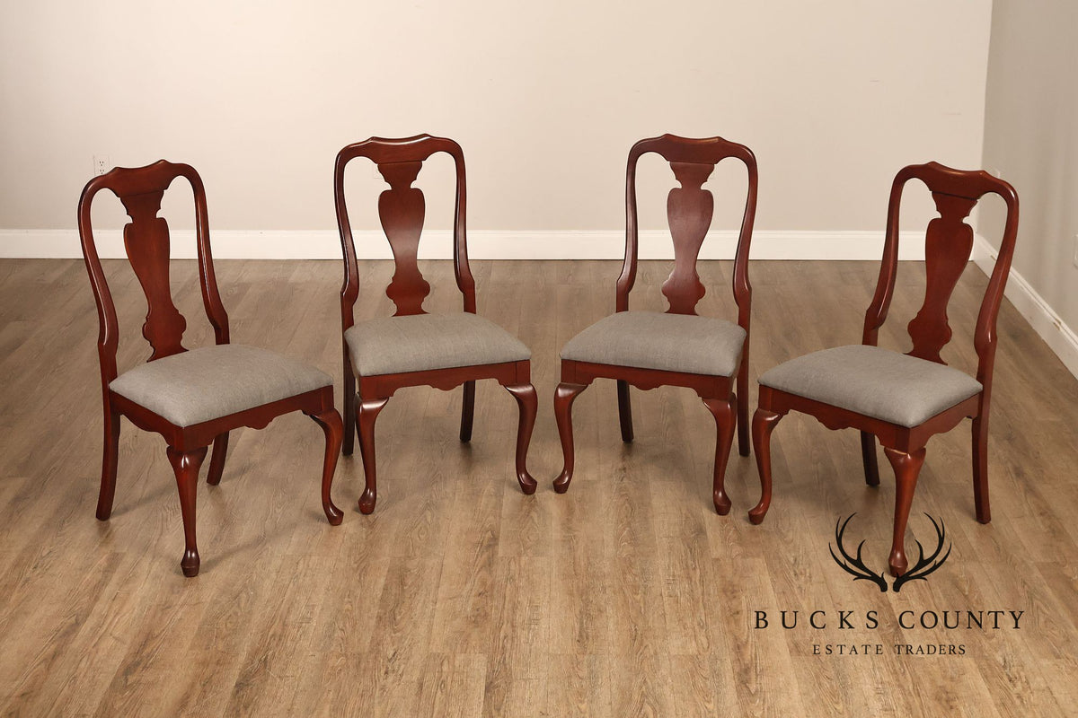 Queen Anne Style Set Of Four Cherry Side Dining Chairs