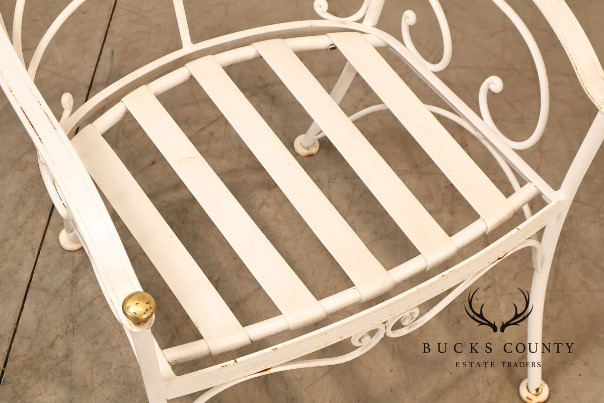 Woodard French C ountry Style Wrought Iron Pair Of Garden Lounge Chairs With Scrollwork
