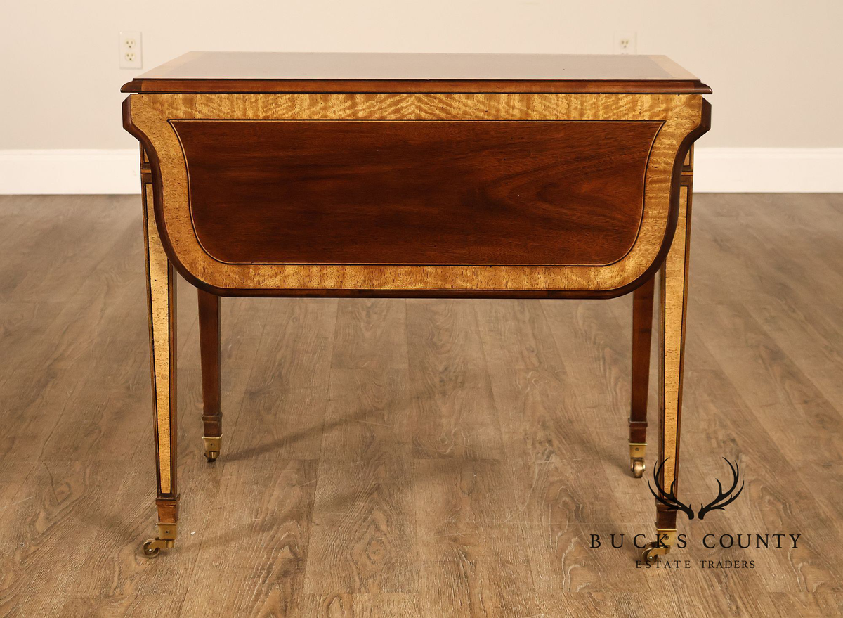 Henredon Historic Natchez Collection Mahogany And Burl Drop Leaf Pembroke Side Table