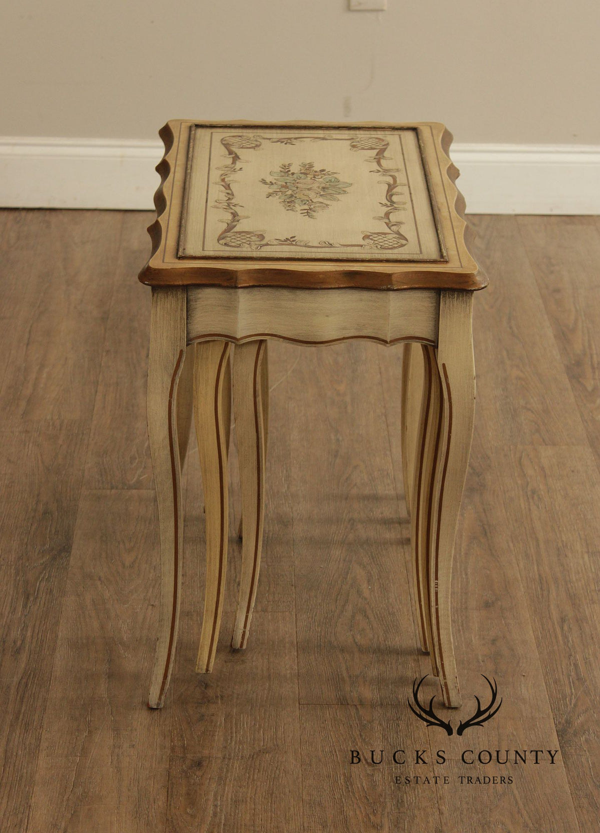 French Provincial Style Set of Three Painted Nesting tables