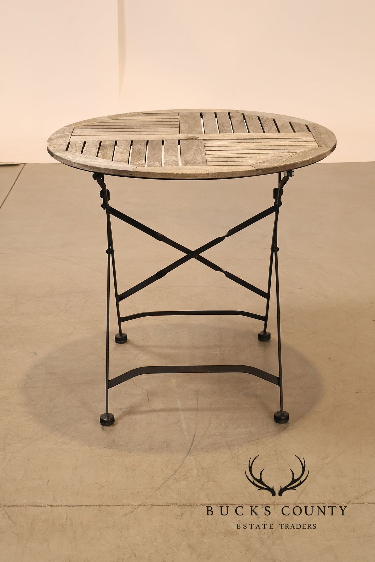 French Style Teak and Wrought Iron Five-Piece Bistro Set