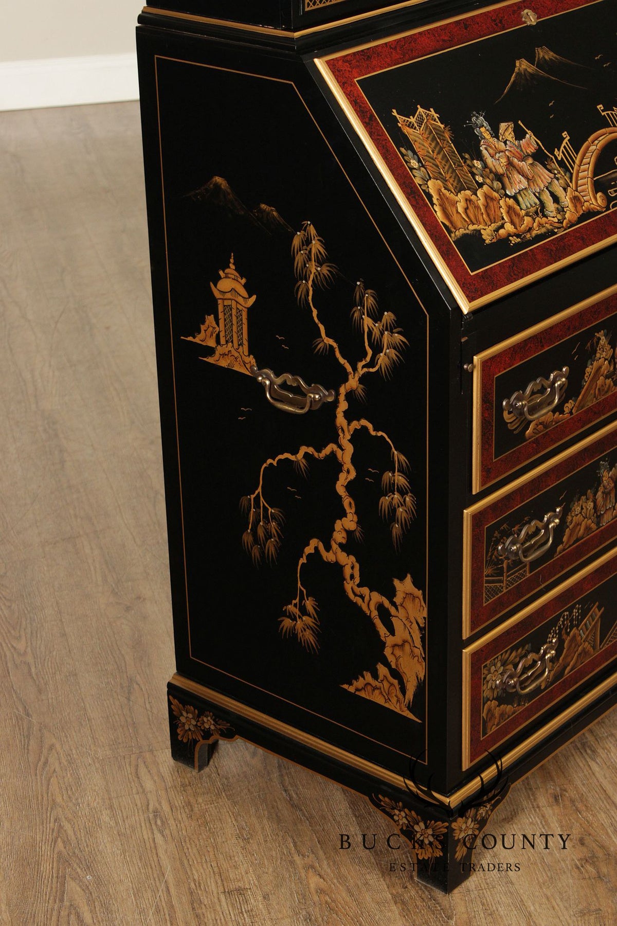 Maddox Colonial Hand Painted Chinoiserie Secretary Desk