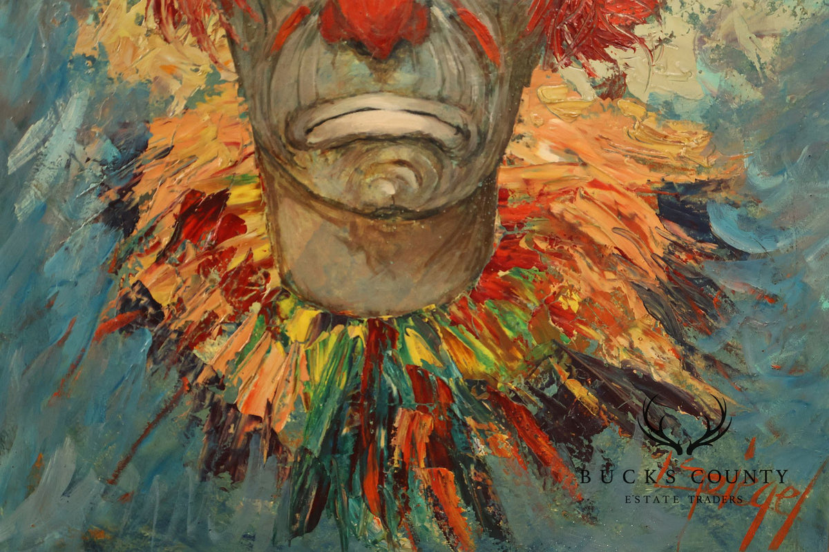 Louis Spiegel Mid Century Original Clown Oil Painting