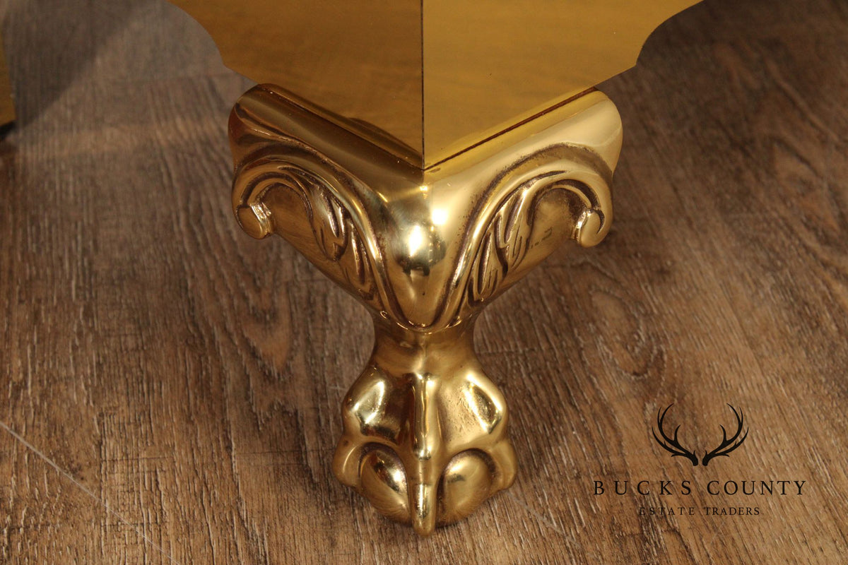 Harden Hollywood Regency Marble Top Brass Chest of Drawers