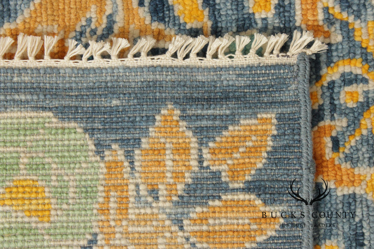 Golden Nile William Morris Style Large Blue And Gold Wool Area Rug