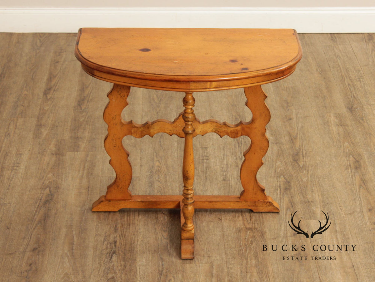 Spanish Baroque Style Pine Demilune Hall Table