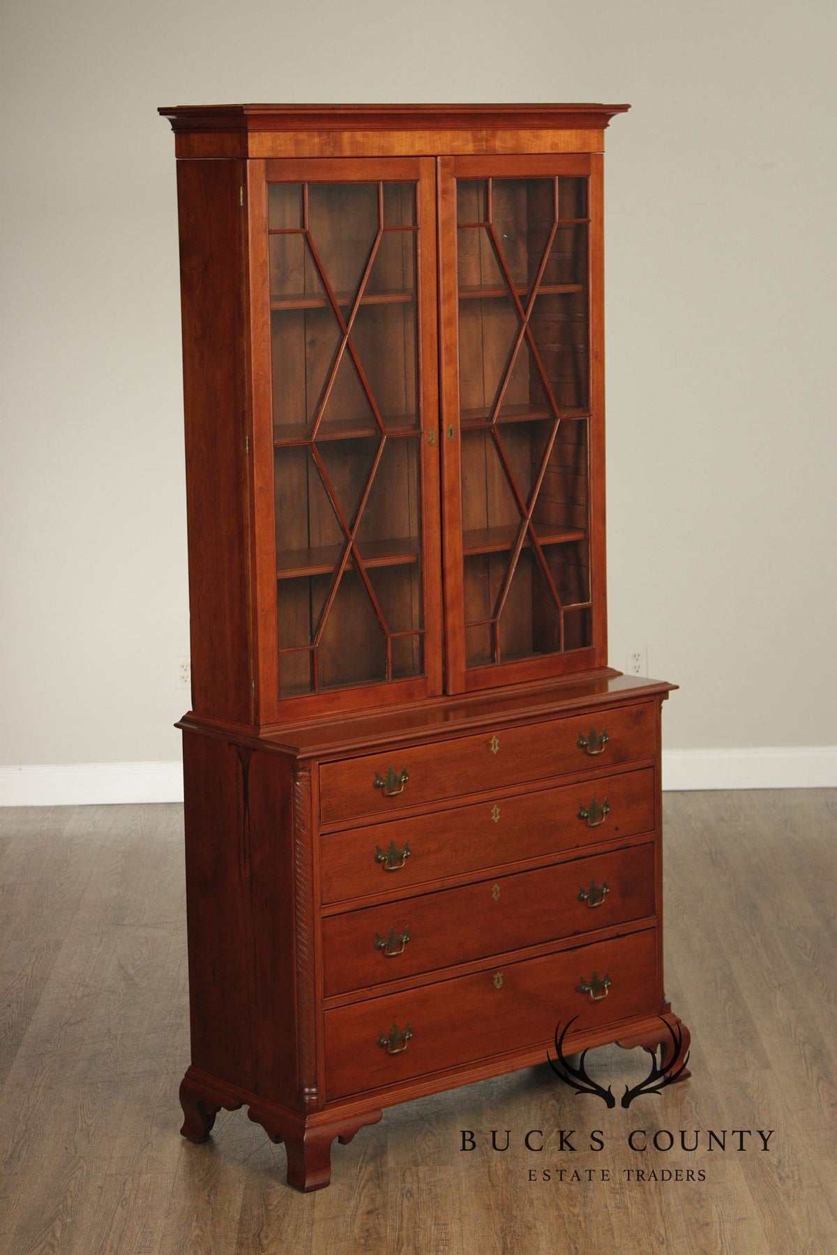 Antique American Chippendale Period Cherry Bookcase