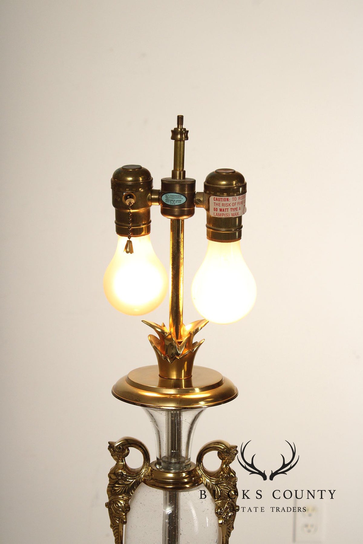 Chapman Pair of Brass and Glass Table Lamps