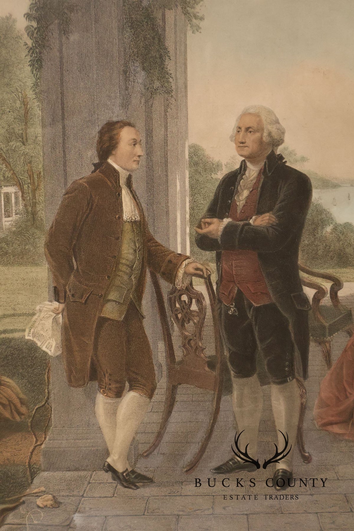 The Home Of George Washington Colored Engraving After Thomas Oldham Barlow