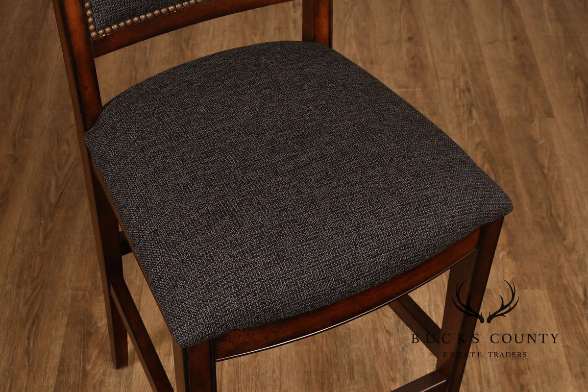 Contemporary Pair of Upholstered Bar Stools