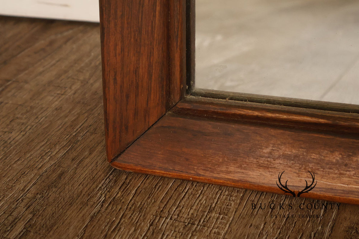 Mid Century Modern Pair of Walnut and Woven Brass Wall Mirrors