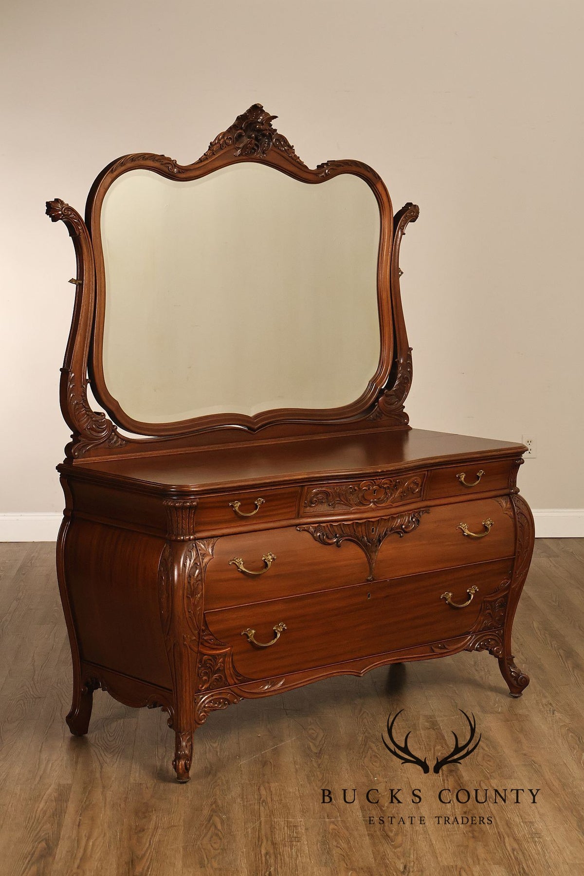 Antique R. J. Horner Carved Mahogany Dresser With Mirror