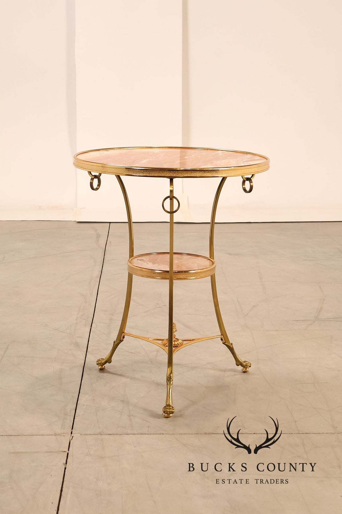 Neoclassical Style Pair of Marble Top Gueridon Side Tables